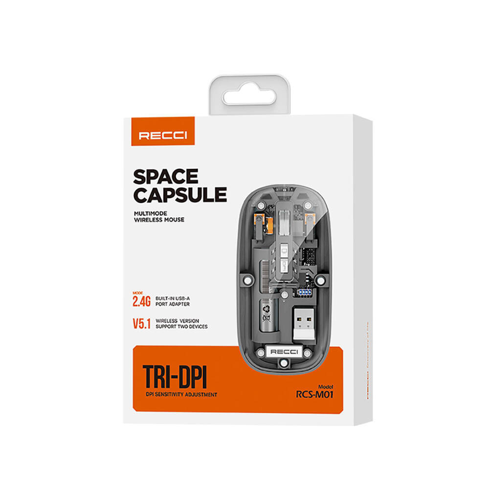 Recci RCS-M01 Space Capsule Serisi Multimod Kablosuz Şeffaf Tasarım Mouse - 11