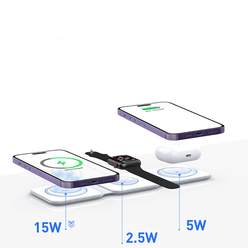 Recci RCW-36 3in1 Katlanabilir Magnetik Kablosuz Şarj Standı - 3
