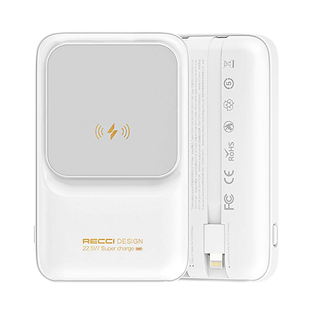 Recci RPB-W10 Polaris Serisi Çift Kablolu LED Dijital Göstergeli Wireless Powerbank 15W 10000mAh - 2