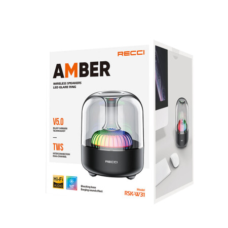 Recci RSK-W31 Amber Serisi FMTFAUX Hi-Fi RGB Işıklı Wireless Bluetooth 5.0 Speaker Hoparlör 5W 500mAh - 3