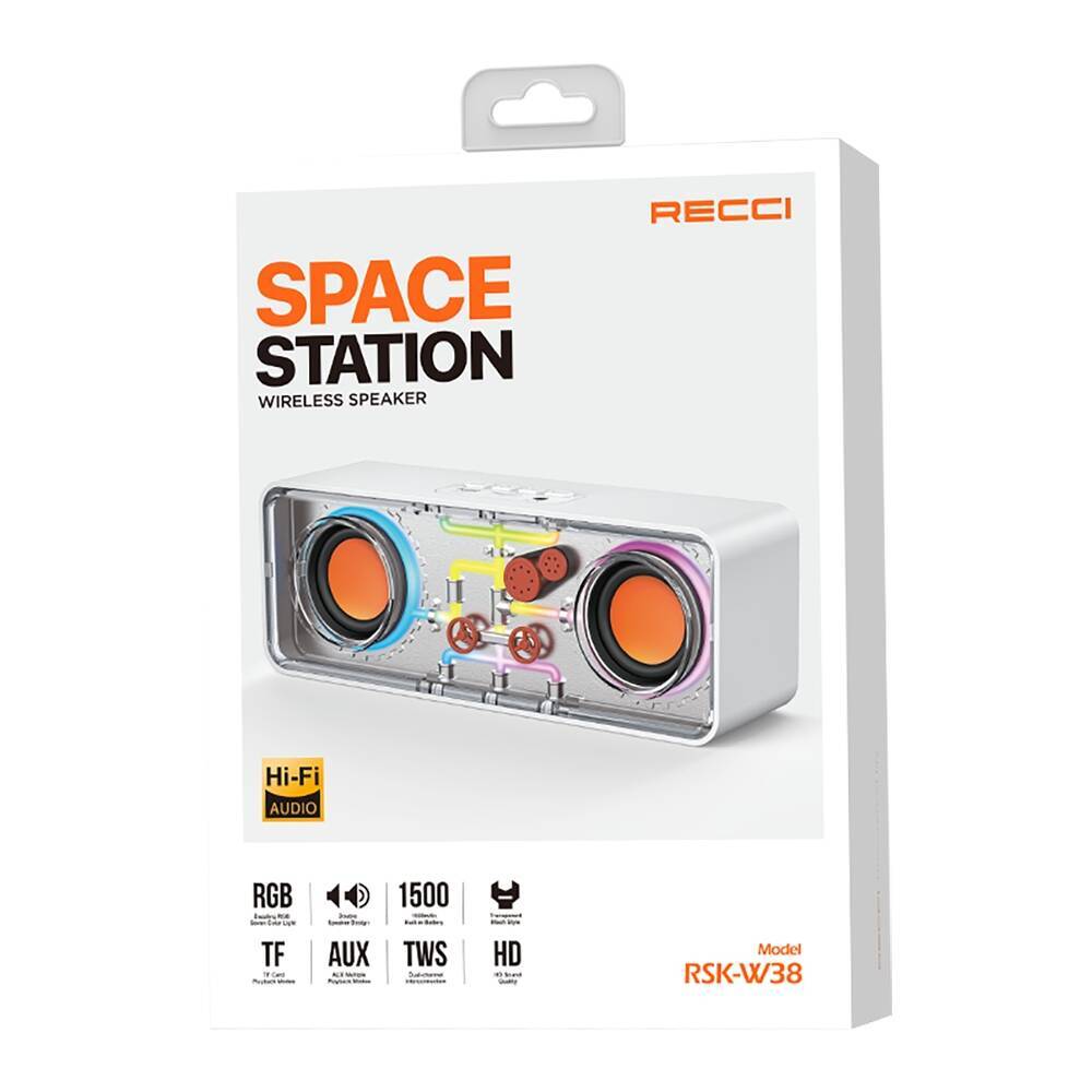 Recci RSK-W38 Space Station Serisi RGB Led Işıklı Bluetooth Hoparlör - 5