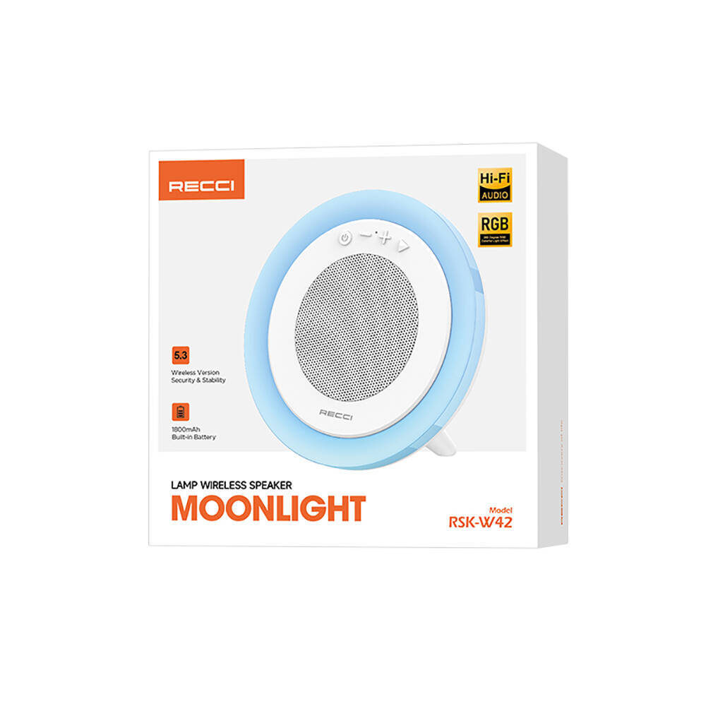 Recci RSK-W42 Moonlight Serisi RGB Işıklı Kablosuz Bluetooth v5.3 Hoparlör - 7