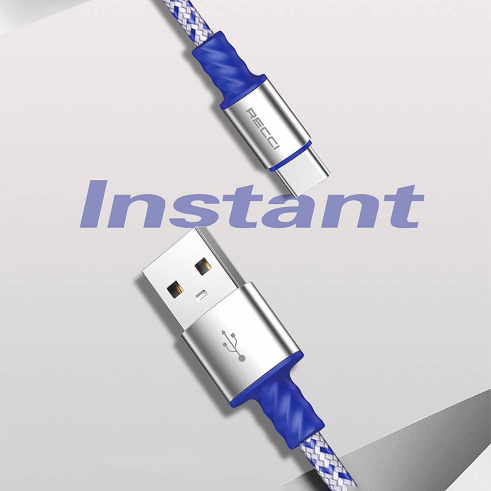 Recci RTC-N33C Instant Serisi USB-A to Type-C 3A Hızlı Şarj Özellikli Şarj ve Data Kablosu 2M - 6