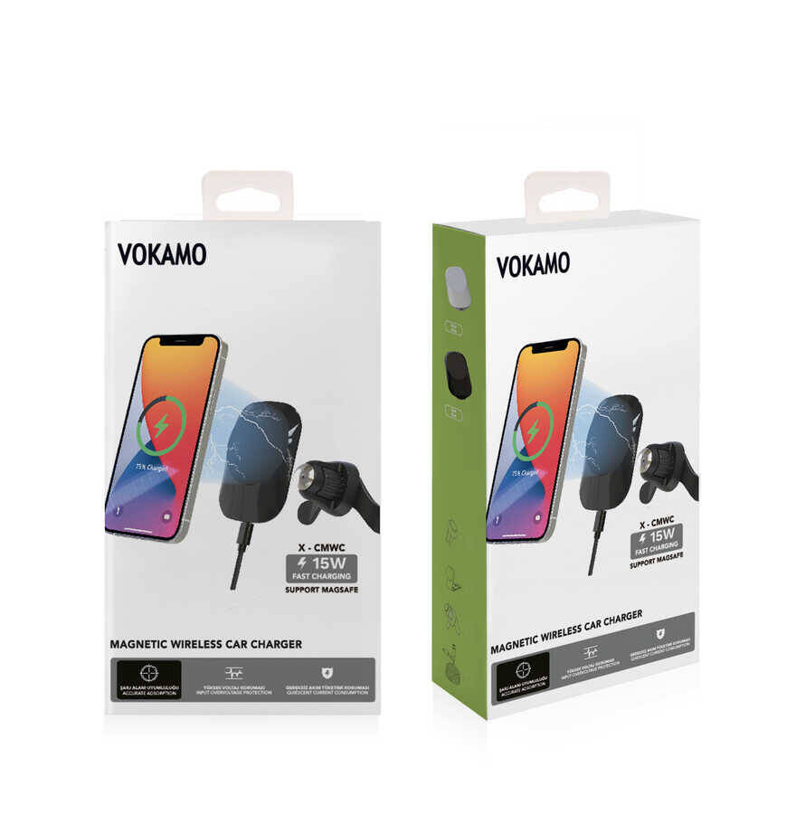 Vokamo WRL-01 Mıknatıslı Kablosuz Şarj Araç Telefon Tutucu - 4