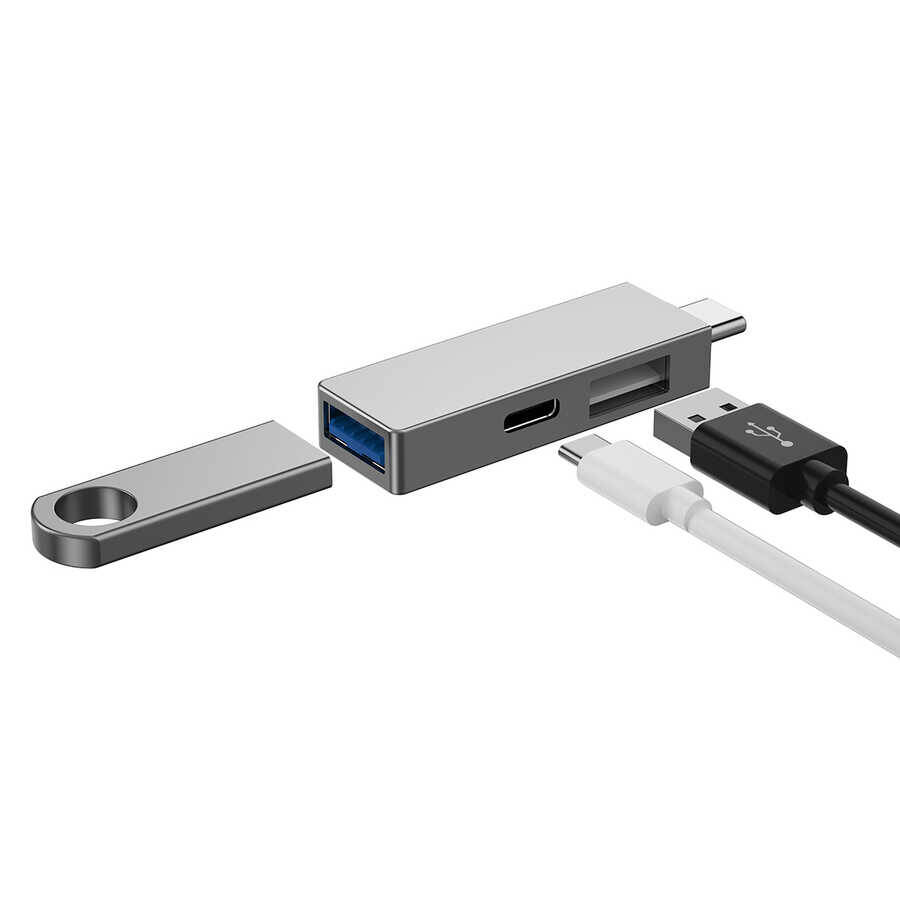 Wiwu Alpha T02 Pro 3 in 1 Type-C Hub PD Portlu Usb Çoğaltıcı - 5