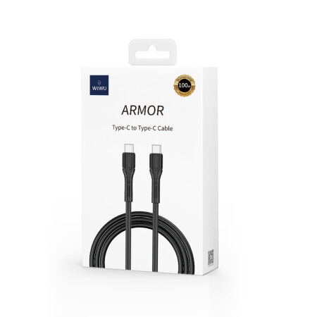 Wiwu Armor Wİ-C005 Kablo Ucu Korumalı Tasarım 100W Hızlı Şarj Özellikli Type-C To Type-C PD Kablo 1M - 13