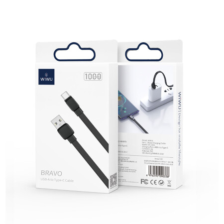 Wiwu Bravo Wİ-C003 Yassı Tasarım Type-C Usb Kablo 1M - 12