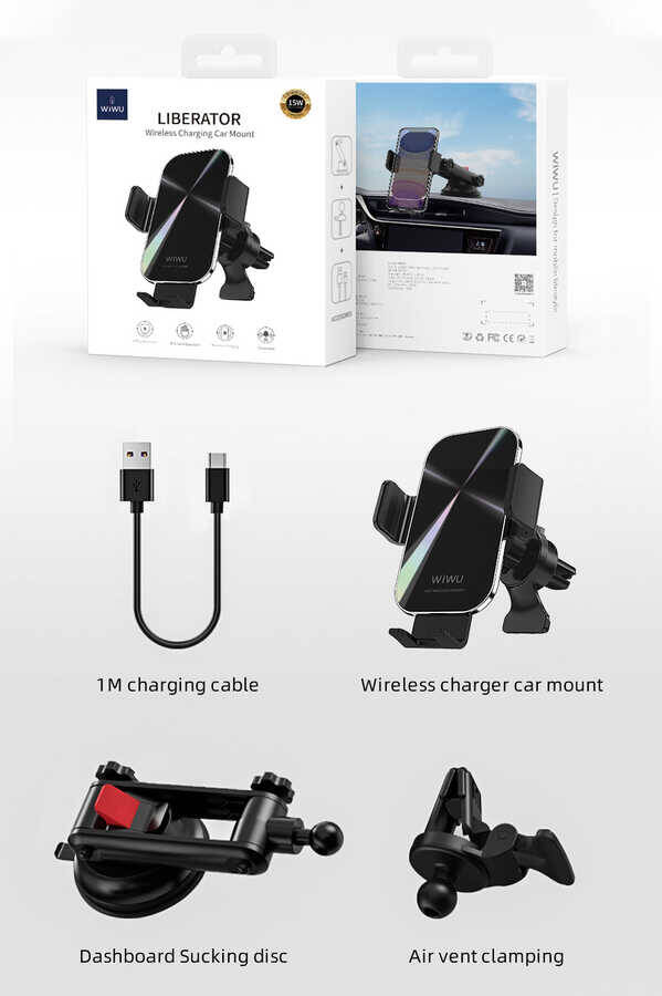 Wiwu CH-307 Liberator Wireless Charging Mount Araç Telefon Tutucu - 9