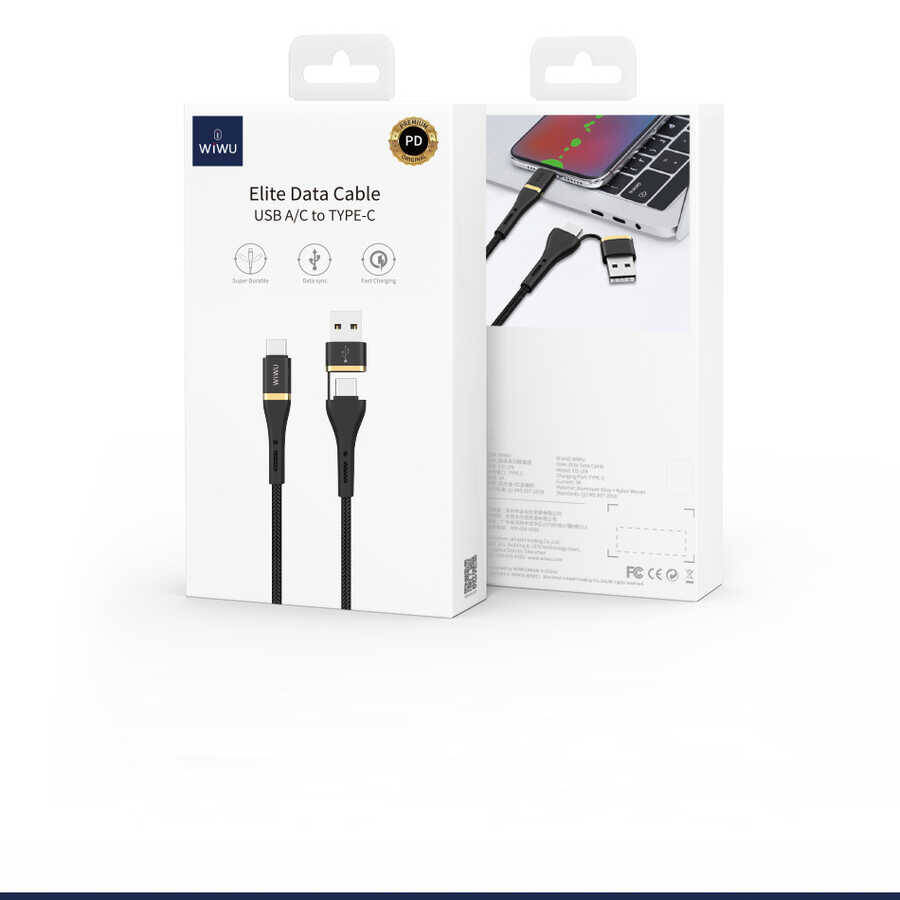 Wiwu ED-106 2 in 1 USB A- Type-C to Type-C Elite Data Kablo - 10