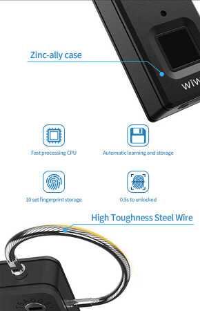 Wiwu S6 Parmak İzi Okuyuculu Asma Kilit - 4