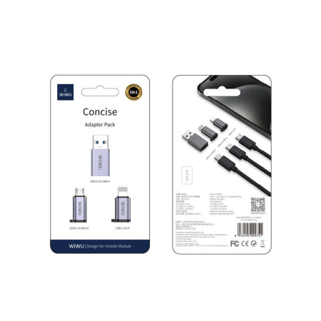 Wiwu Wi-C031 Concise Serisi 3in1 Type-C to USB-AType-CLightning Adaptör Paketi - 8