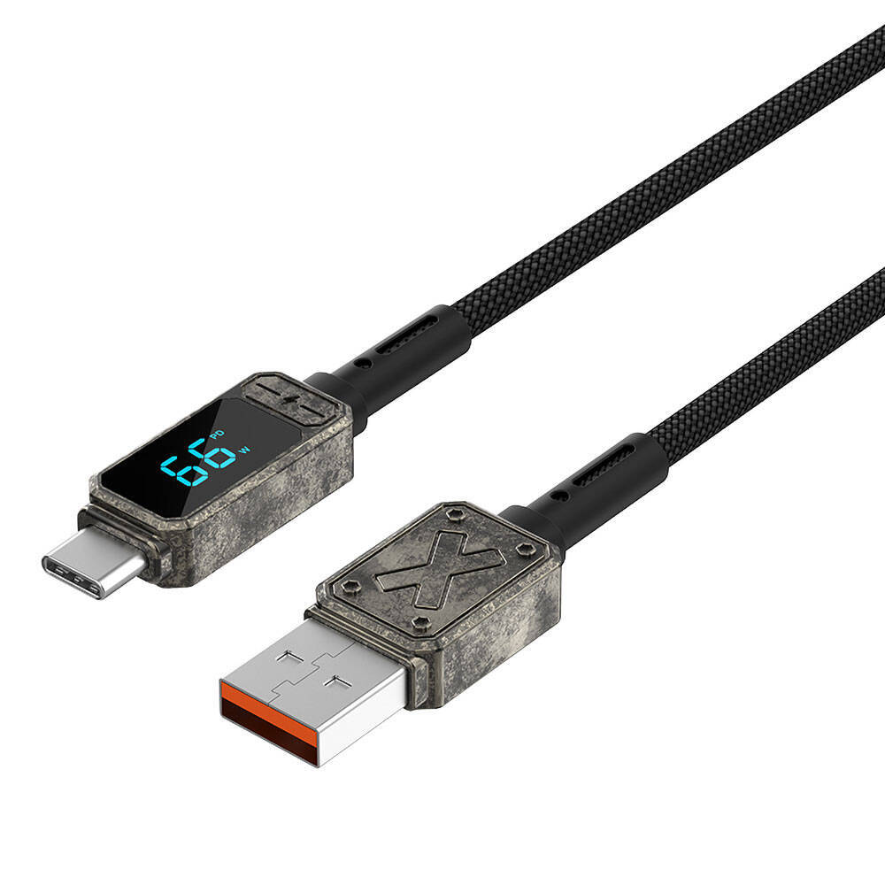 Wiwu Wi-C038 Titan Serisi USB-A to Type-C PD 6A 66W LED Dijital Göstergeli Şarj ve Data Kablosu 1.2M - 4