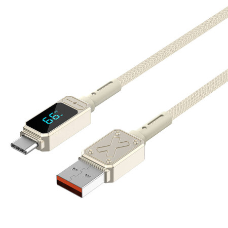 Wiwu Wi-C038 Titan Serisi USB-A to Type-C PD 6A 66W LED Dijital Göstergeli Şarj ve Data Kablosu 1.2M - 5