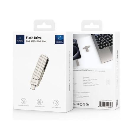 Wiwu Wi-FD001 3in1 USB3.2 Sürücü Disk USB-A + Lightning + Type-C OTG 128 GB - 10