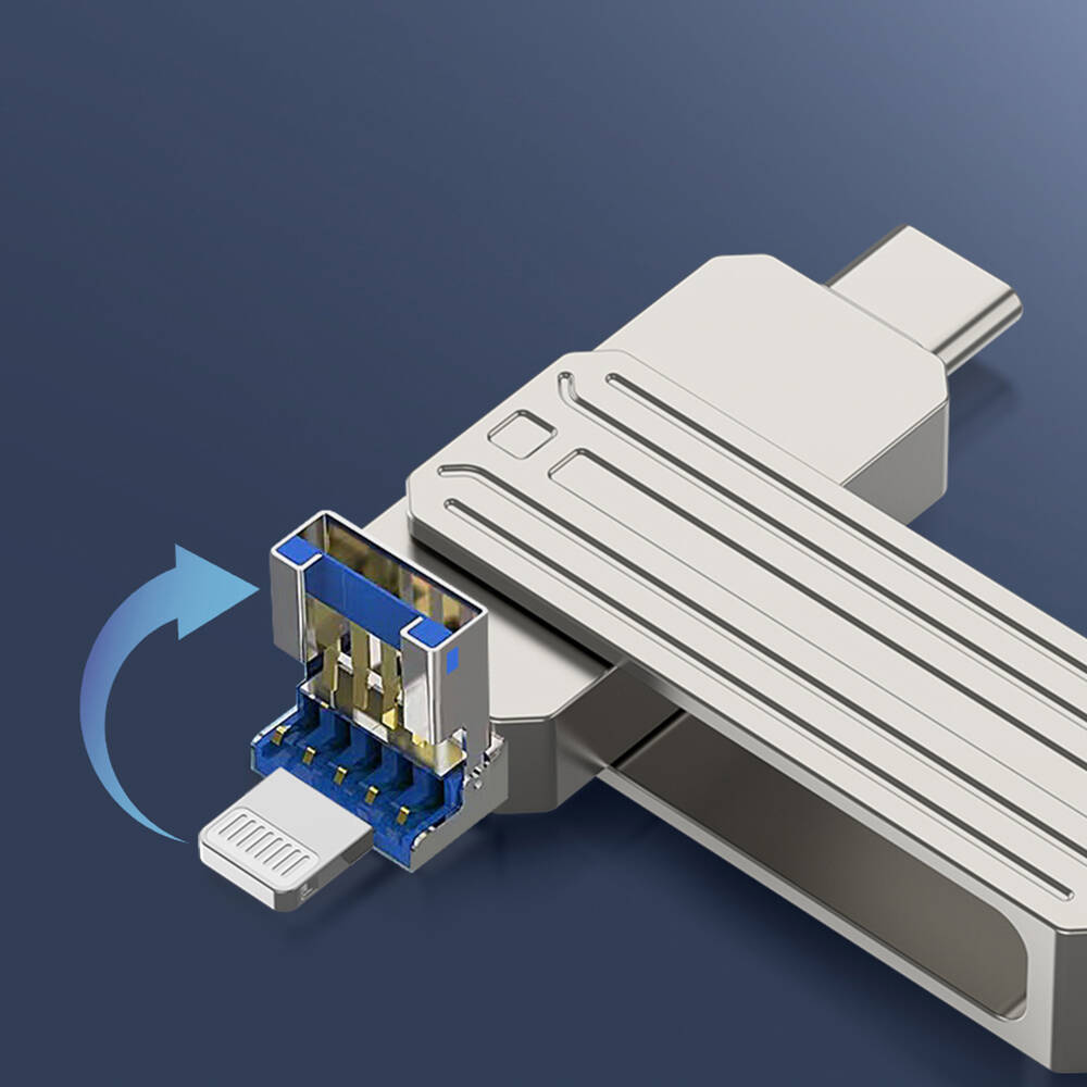 Wiwu Wi-FD001 3in1 USB3.2 Sürücü Disk USB-A + Lightning + Type-C OTG 128 GB - 12