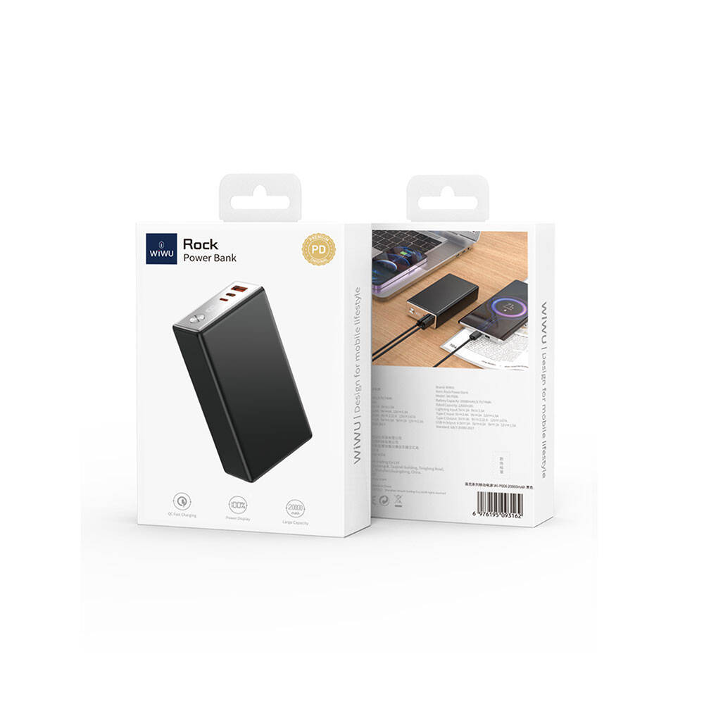 Wiwu Wi-P006 Rock LED Ekranlı Taşınabilir Powerbank PD 20W 20000mAh - 9