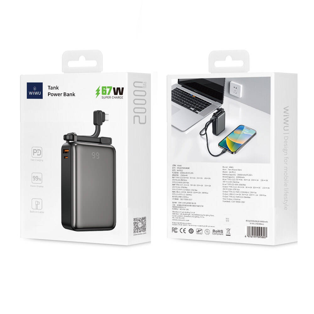 Wiwu Wi-P012 Tank Serisi Dijital Ekranlı Taşınabilir Powerbank 20000mAh 67W - 4