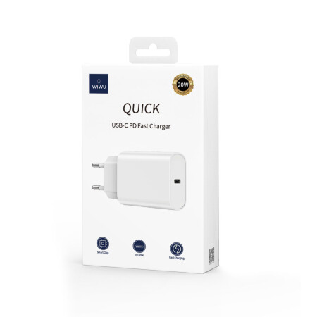 Wiwu Wi-U001 Quick 20W Tek Bağlantılı Type-C PD Hızlı Şarj Başlığı - 5