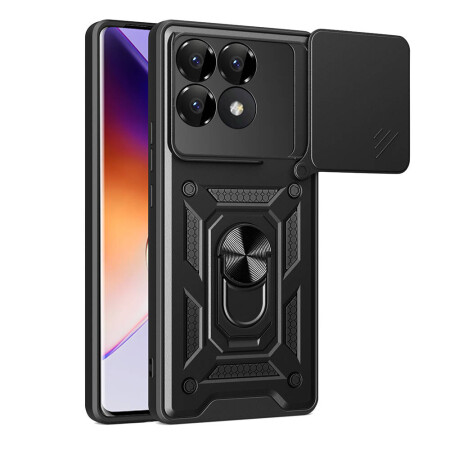 Xiaomi Poco F6 Pro Kılıf Magnetik Standlı Kamera Korumalı Zore Sürgülü Vega Kapak - 3