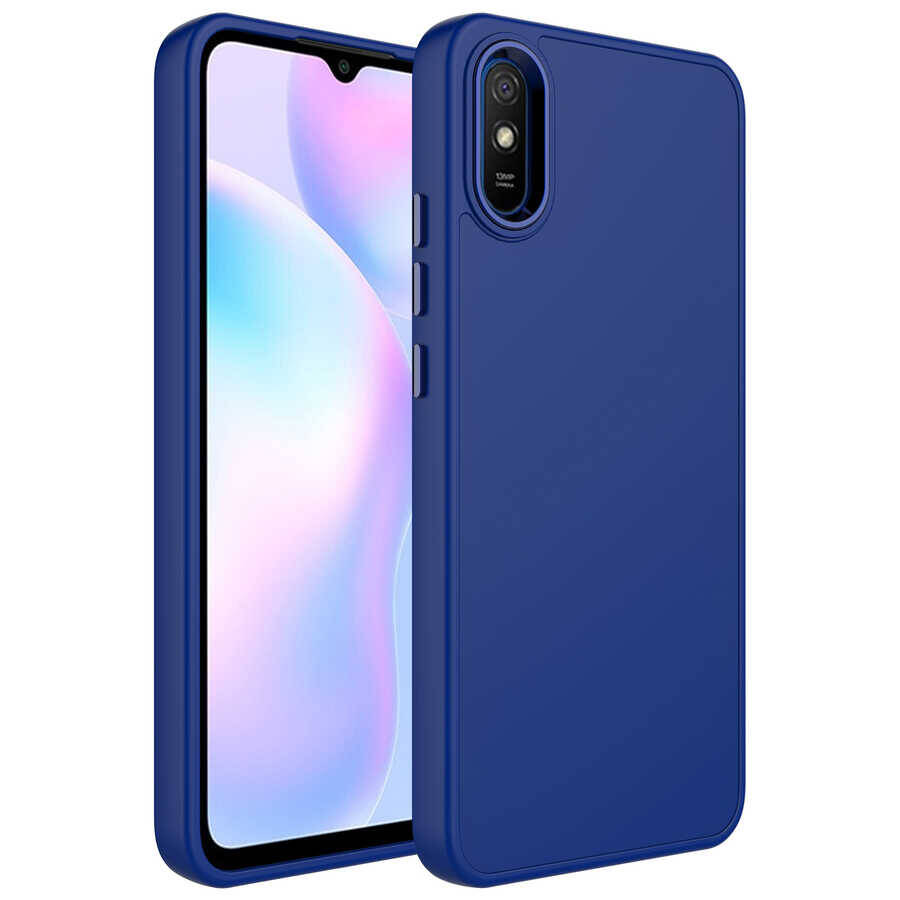 Xiaomi Redmi 9A Kılıf Metal Çerçeve ve Buton Tasarımlı Silikon Zore Luna Kapak - 5