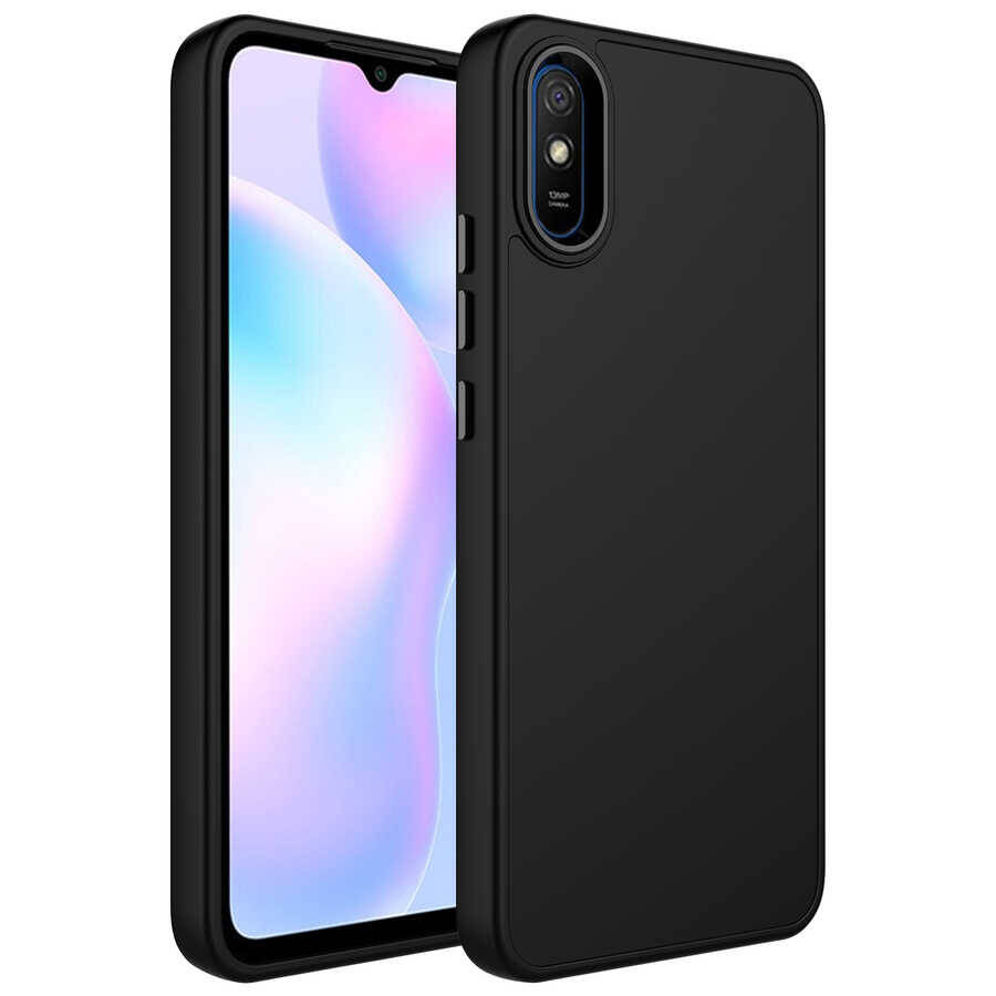 Xiaomi Redmi 9A Kılıf Metal Çerçeve ve Buton Tasarımlı Silikon Zore Luna Kapak - 7