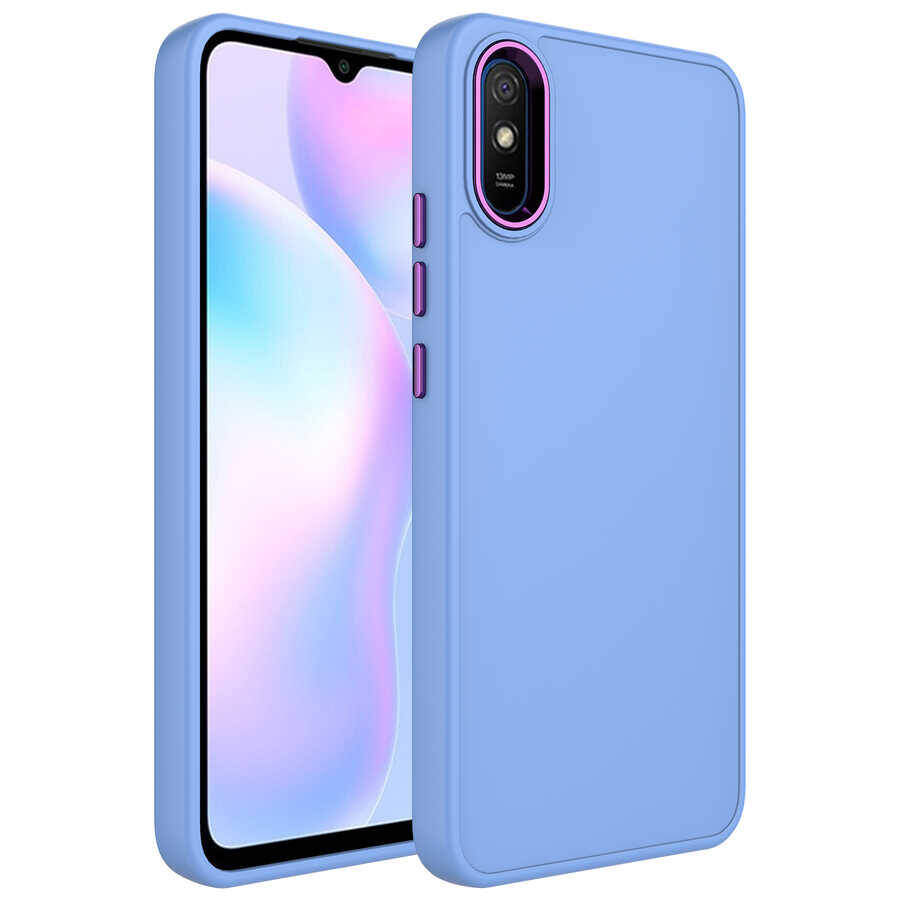 Xiaomi Redmi 9A Kılıf Metal Çerçeve ve Buton Tasarımlı Silikon Zore Luna Kapak - 6