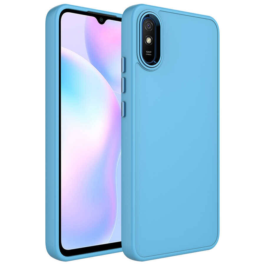 Xiaomi Redmi 9A Kılıf Metal Çerçeve ve Buton Tasarımlı Silikon Zore Luna Kapak - 2