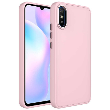 Xiaomi Redmi 9A Kılıf Metal Çerçeve ve Buton Tasarımlı Silikon Zore Luna Kapak - 1