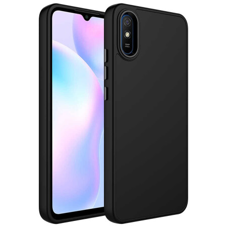 Xiaomi Redmi 9A Kılıf Metal Çerçeve ve Buton Tasarımlı Silikon Zore Luna Kapak - 21