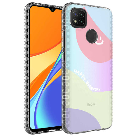 Xiaomi Redmi 9C Kılıf Airbag Kenarlı Renkli Desenli Silikon Zore Elegans Kapak - 13