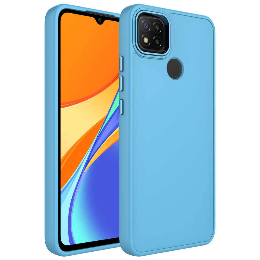 Xiaomi Redmi 9C Kılıf Metal Çerçeve ve Buton Tasarımlı Silikon Zore Luna Kapak - 2