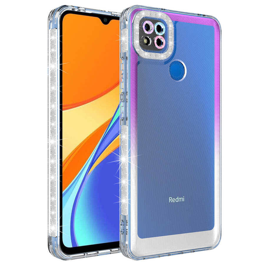 Xiaomi Redmi 9C Kılıf Simli ve Renk Geçiş Tasarımlı Lens Korumalı Zore Park Kapak - 8