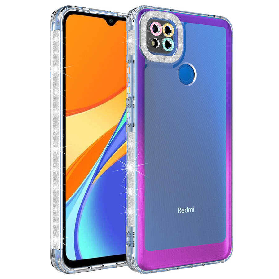 Xiaomi Redmi 9C Kılıf Simli ve Renk Geçiş Tasarımlı Lens Korumalı Zore Park Kapak - 6