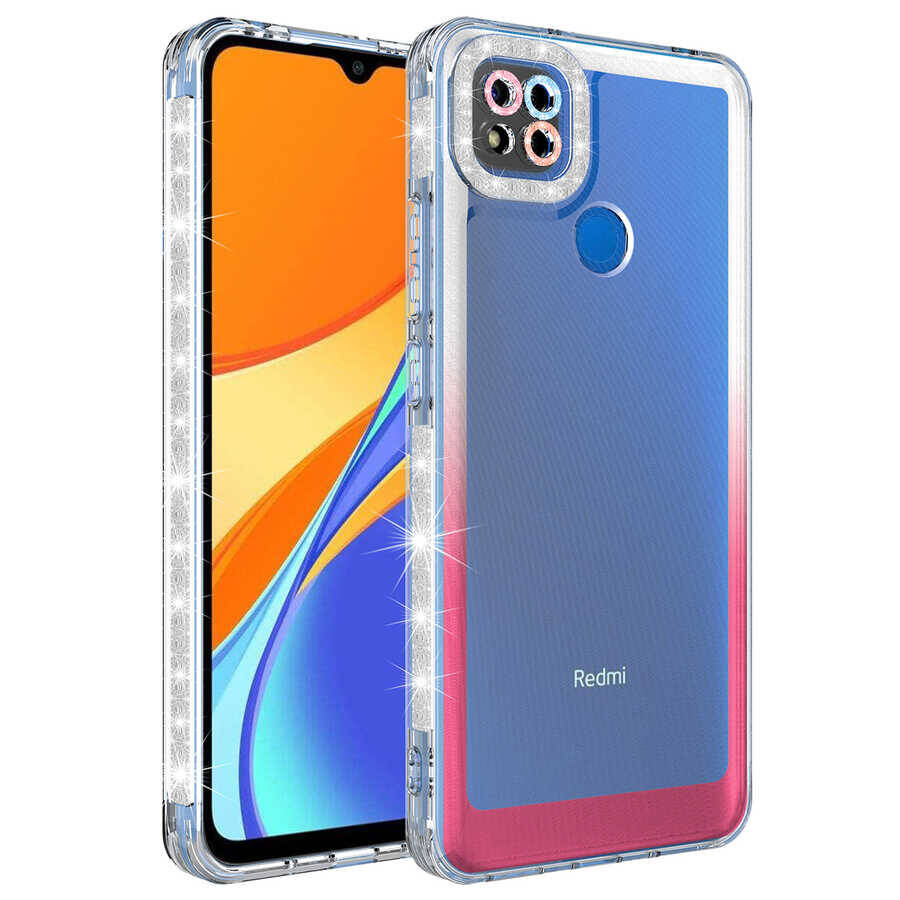 Xiaomi Redmi 9C Kılıf Simli ve Renk Geçiş Tasarımlı Lens Korumalı Zore Park Kapak - 4