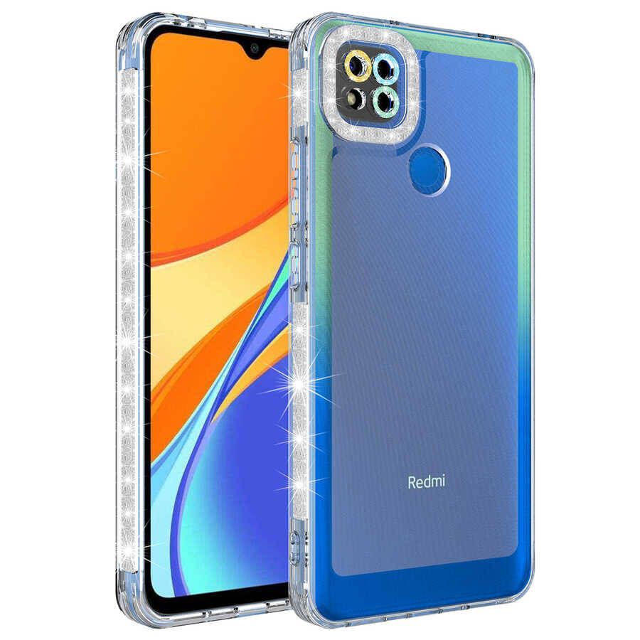 Xiaomi Redmi 9C Kılıf Simli ve Renk Geçiş Tasarımlı Lens Korumalı Zore Park Kapak - 1