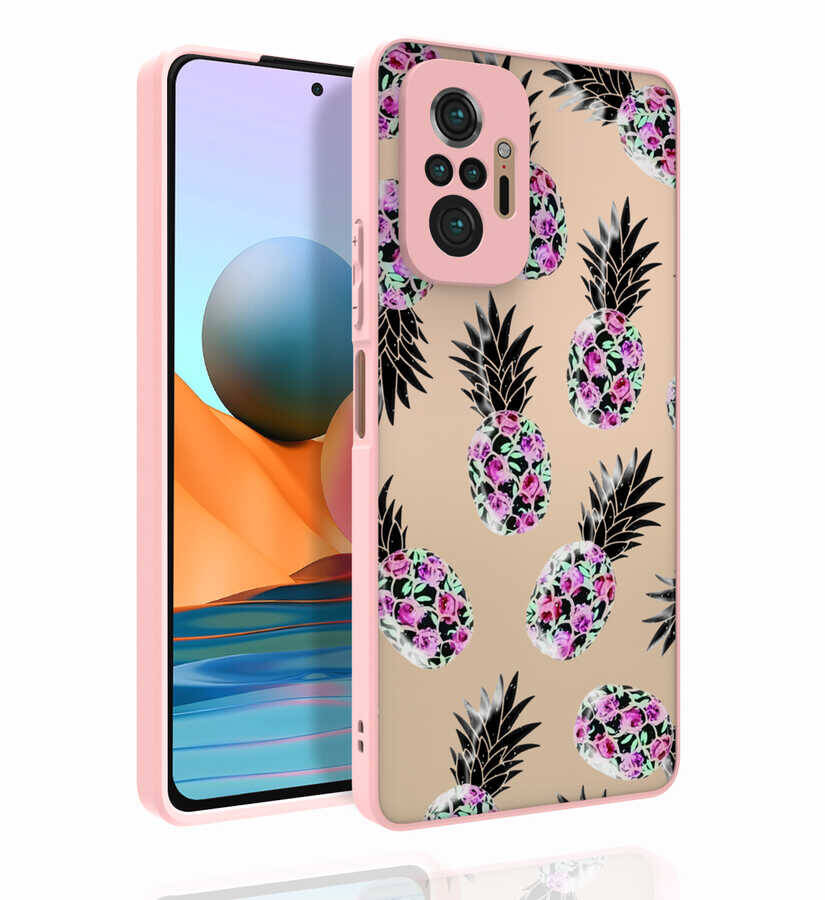 Xiaomi Redmi Note 10 Pro Kılıf Desenli Kamera Korumalı Parlak Zore Nora Kapak - 12