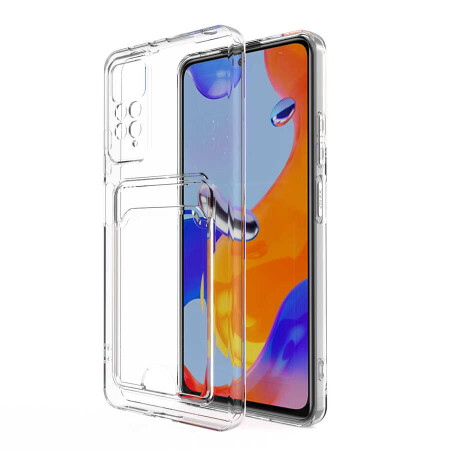 Xiaomi Redmi Note 11S Global Kılıf Kartlıklı Şeffaf Zore Setra Clear Silikon Kapak - 1