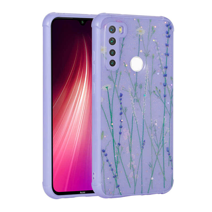 Xiaomi Redmi Note 8 Kılıf Simli Desenli Kamera Korumalı Parlak Zore Popy Kapak - 3