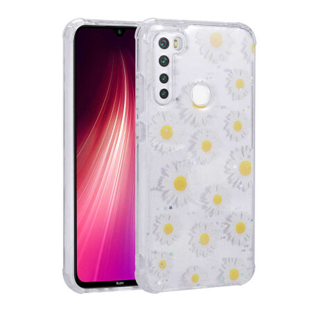 Xiaomi Redmi Note 8 Kılıf Simli Desenli Kamera Korumalı Parlak Zore Popy Kapak - 1