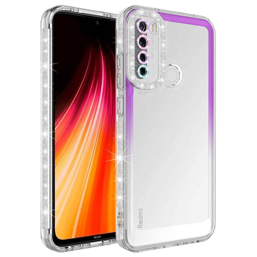 Xiaomi Redmi Note 8 Kılıf Simli ve Renk Geçiş Tasarımlı Lens Korumalı Zore Park Kapak - 7