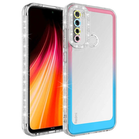 Xiaomi Redmi Note 8 Kılıf Simli ve Renk Geçiş Tasarımlı Lens Korumalı Zore Park Kapak - 5