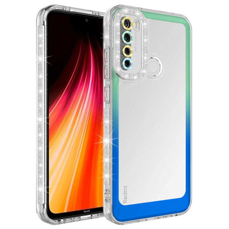 Xiaomi Redmi Note 8 Kılıf Simli ve Renk Geçiş Tasarımlı Lens Korumalı Zore Park Kapak - 1