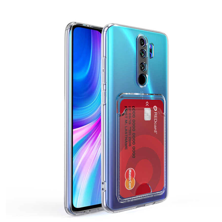 Xiaomi Redmi Note 8 Pro Kılıf Kartlıklı Şeffaf Zore Setra Clear Silikon Kapak - 5