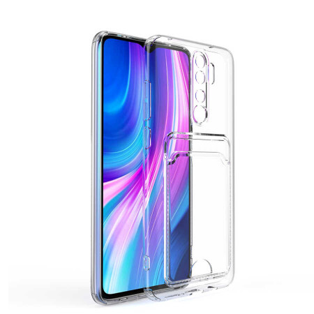 Xiaomi Redmi Note 8 Pro Kılıf Kartlıklı Şeffaf Zore Setra Clear Silikon Kapak - 1