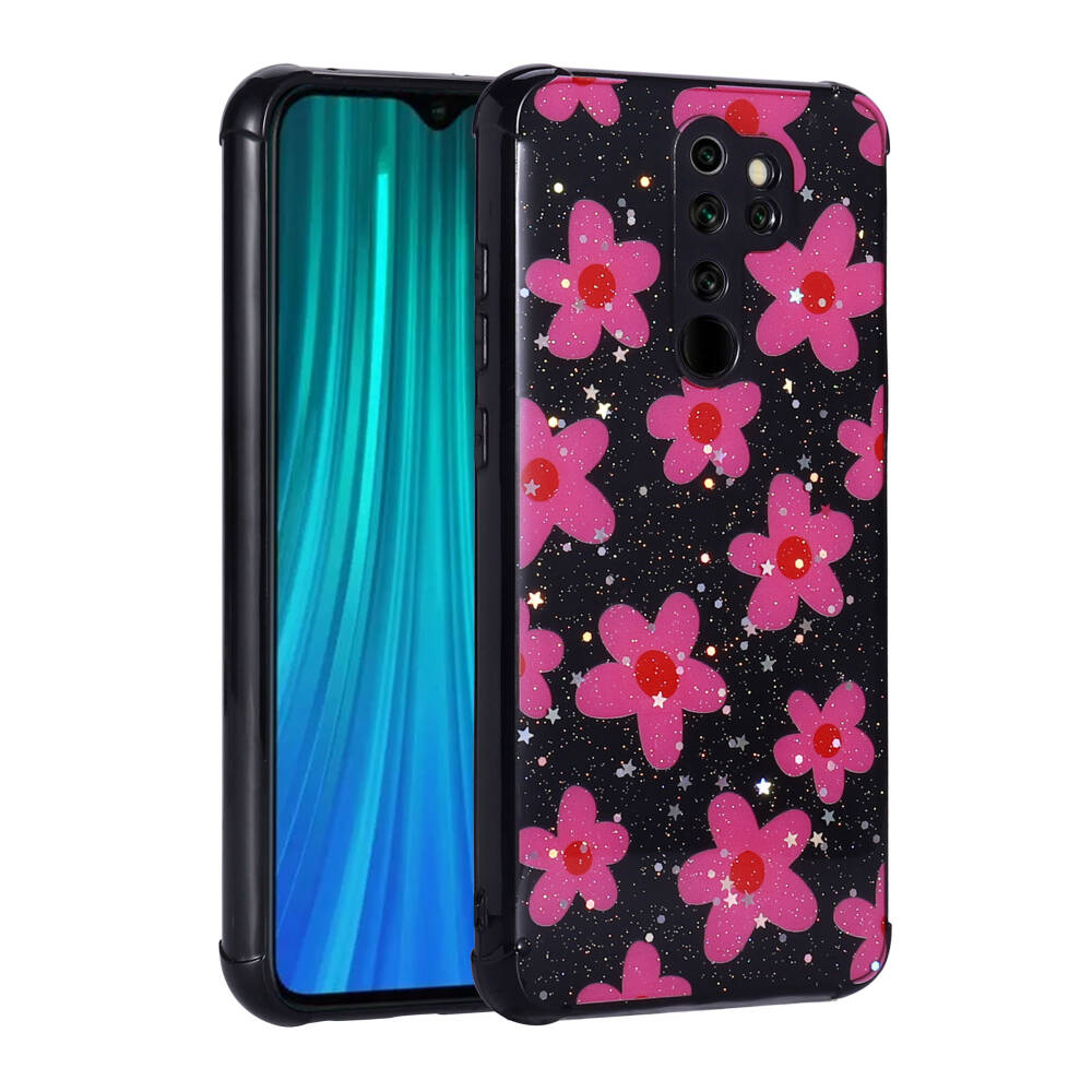 Xiaomi Redmi Note 8 Pro Kılıf Simli Desenli Kamera Korumalı Parlak Zore Popy Kapak - 6