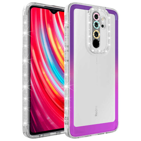 Xiaomi Redmi Note 8 Pro Kılıf Simli ve Renk Geçiş Tasarımlı Lens Korumalı Zore Park Kapak - 15