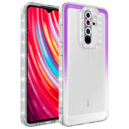 Xiaomi Redmi Note 8 Pro Kılıf Simli ve Renk Geçiş Tasarımlı Lens Korumalı Zore Park Kapak - 14