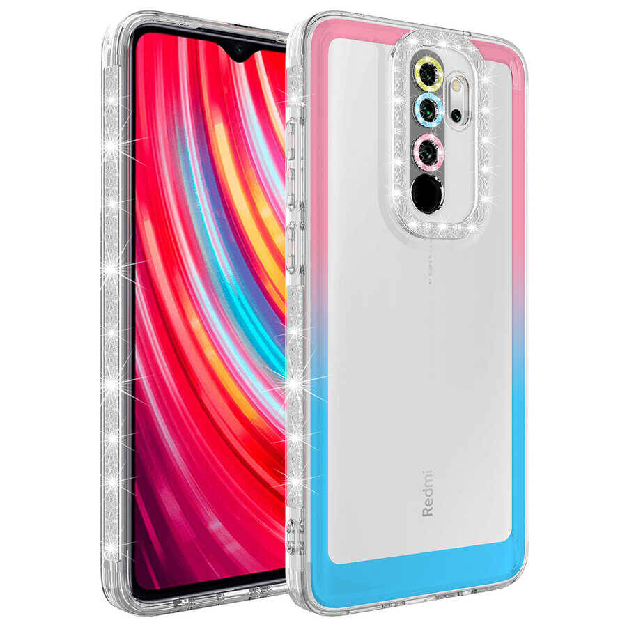 Xiaomi Redmi Note 8 Pro Kılıf Simli ve Renk Geçiş Tasarımlı Lens Korumalı Zore Park Kapak - 12