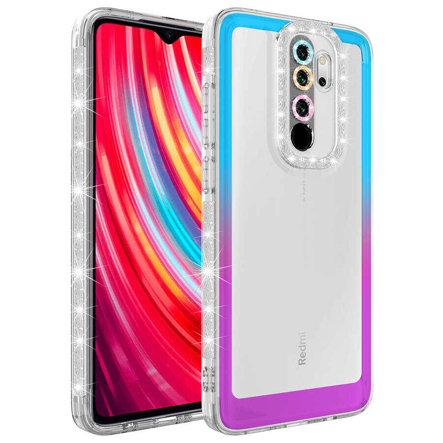 Xiaomi Redmi Note 8 Pro Kılıf Simli ve Renk Geçiş Tasarımlı Lens Korumalı Zore Park Kapak - 10