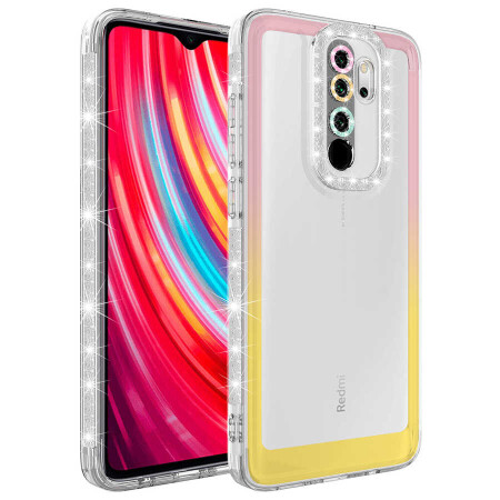 Xiaomi Redmi Note 8 Pro Kılıf Simli ve Renk Geçiş Tasarımlı Lens Korumalı Zore Park Kapak - 9